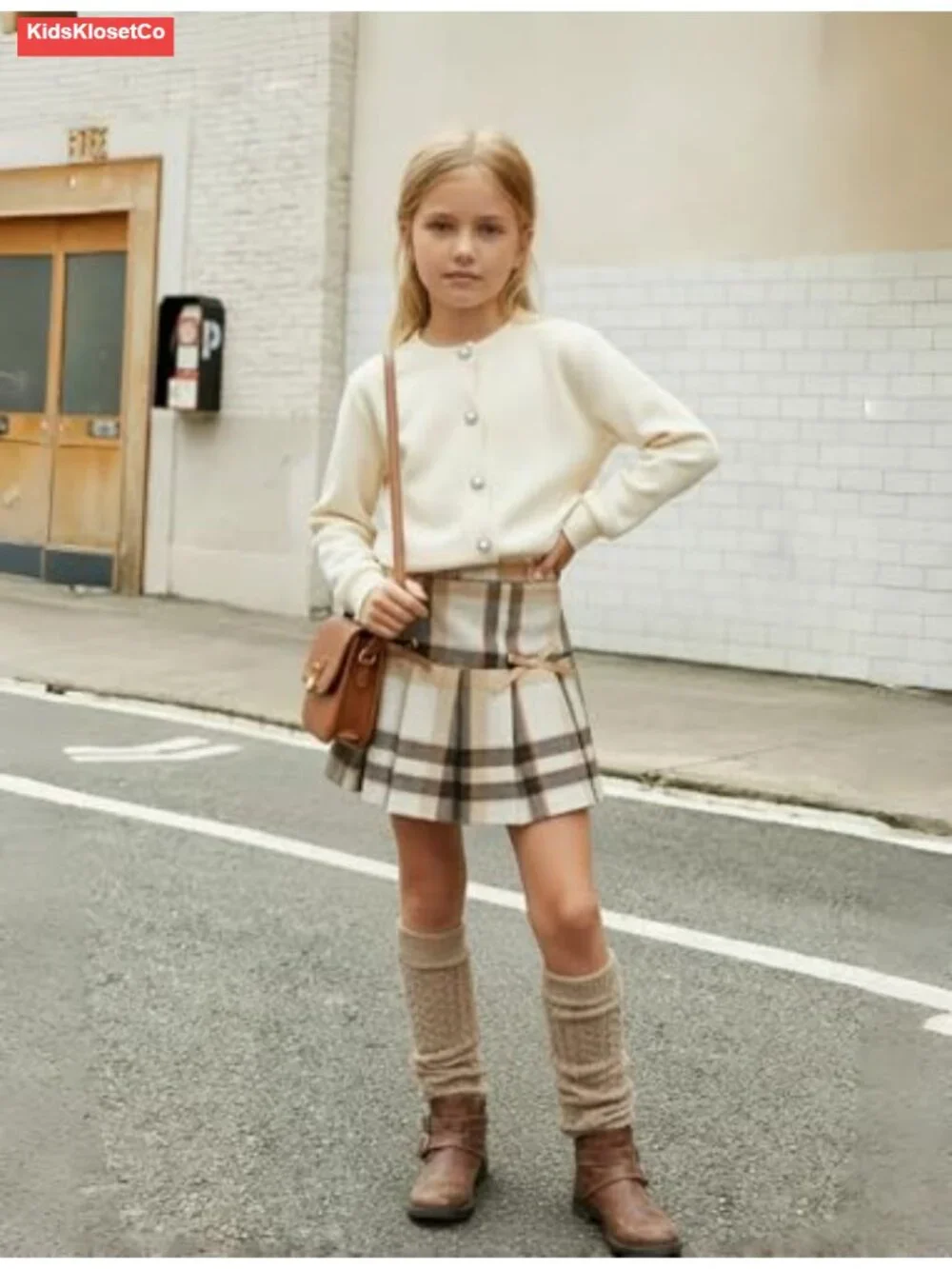 Girls 2-Piece Knit Sweater and Pleated Skirt Set Fall Winter Outfit